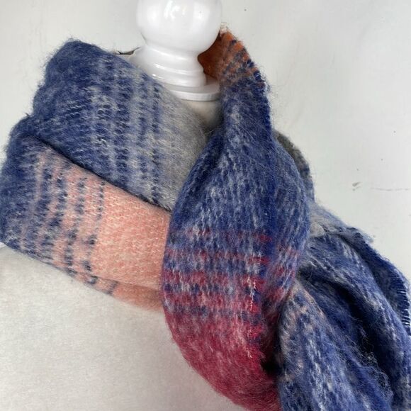 Chunky Colorblock Multicolor with Fringe Warm Soft Scarf - Picture 4 of 7